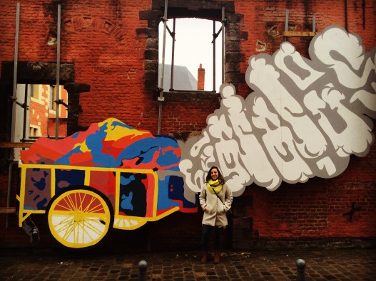 Nicole Vecchio Bryce and street art; Rue de la Monnaie, Lille, France