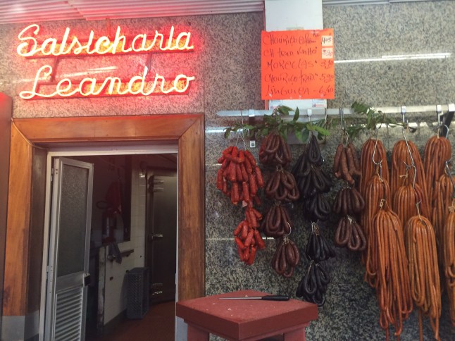 Salsicharia Leandro (sausage factory) in Mercado Bolhao, Porto