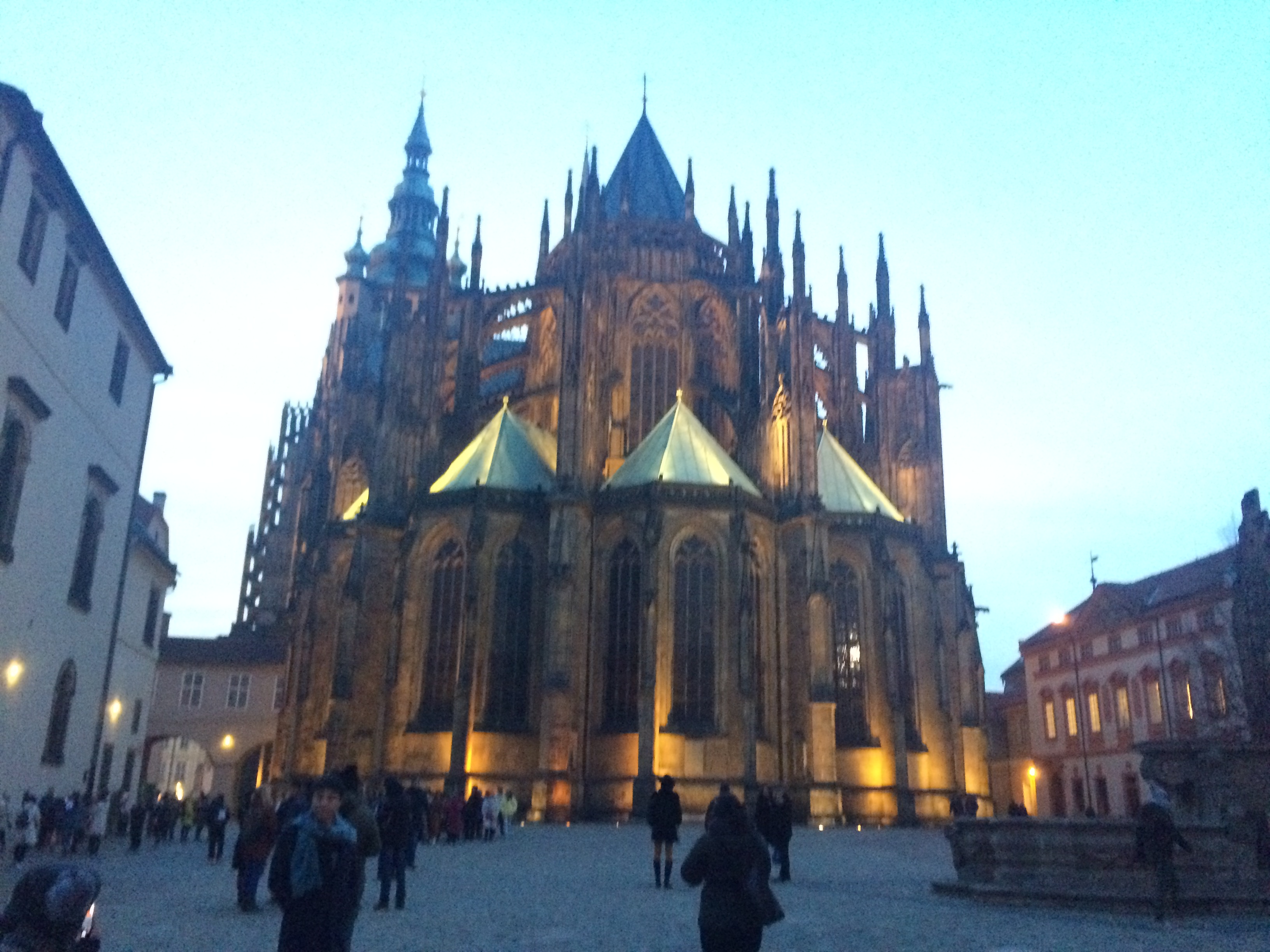 Prague Castle grounds by night