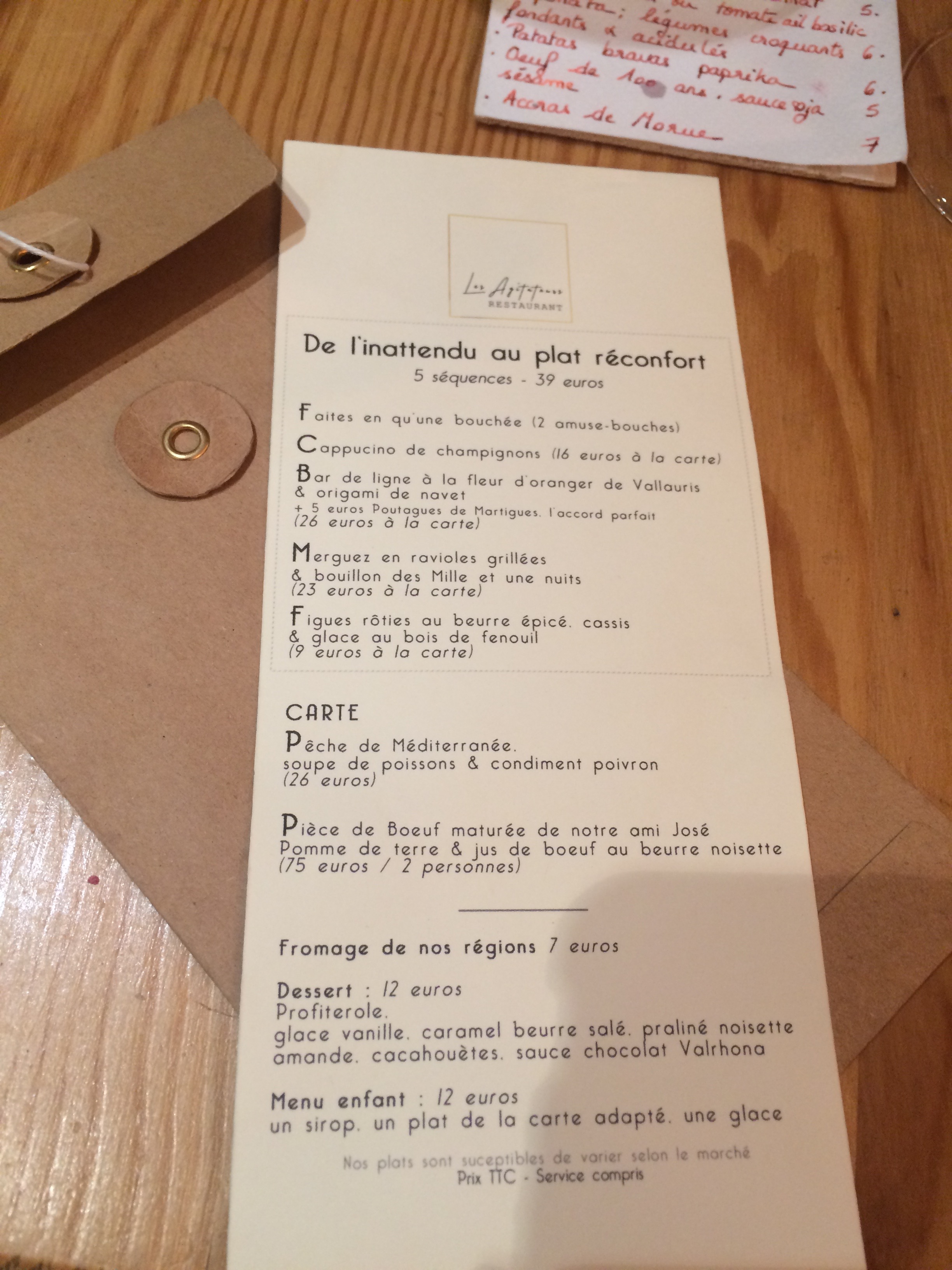 Tasting menu at Les Agitateurs,