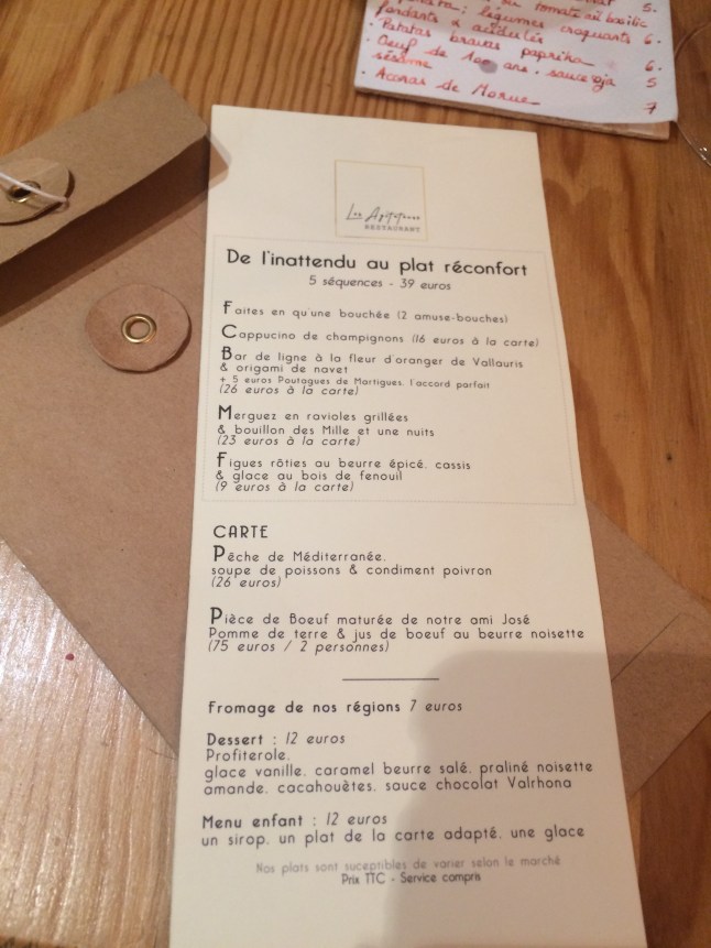 Tasting menu at Les Agitateurs,