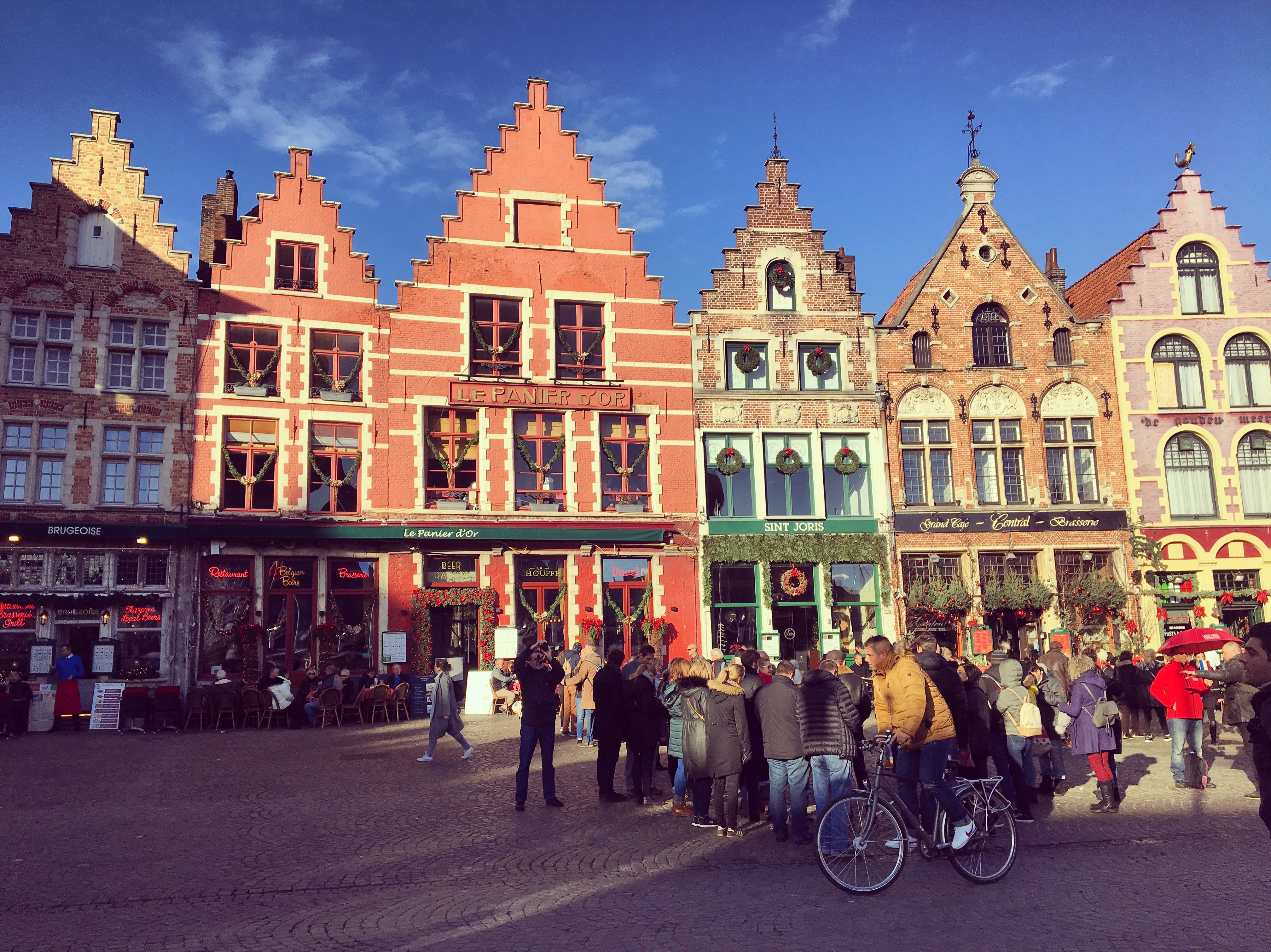 Colourful guild house, Bruges market square