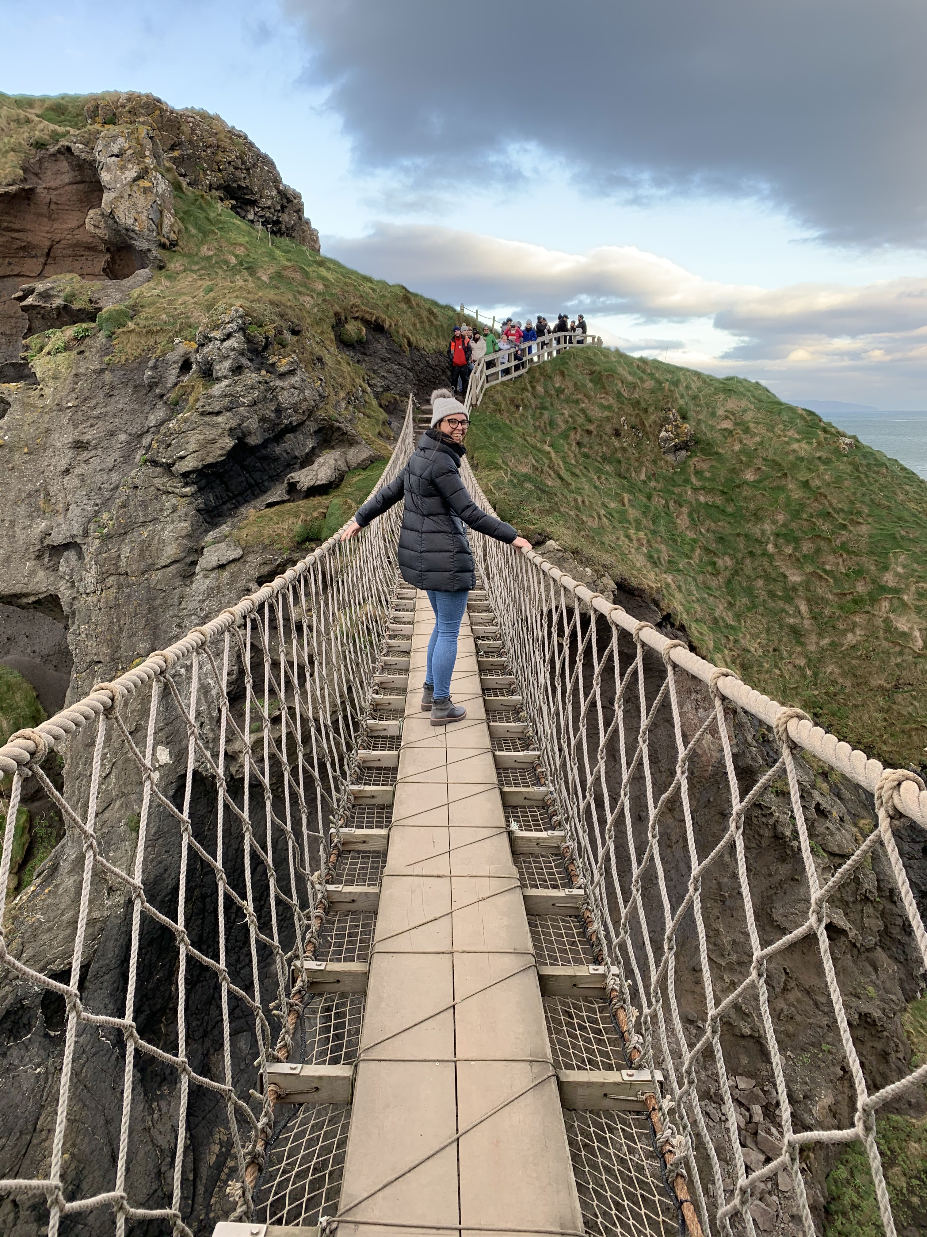 Hannah on Carrick-a-Rede Rope Bridge